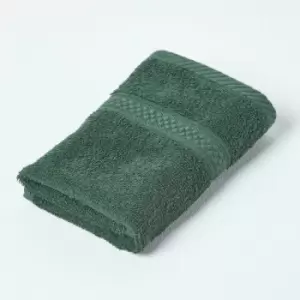 Image of HOMESCAPES Turkish Cotton Face Cloth, Dark Green - Dark Green