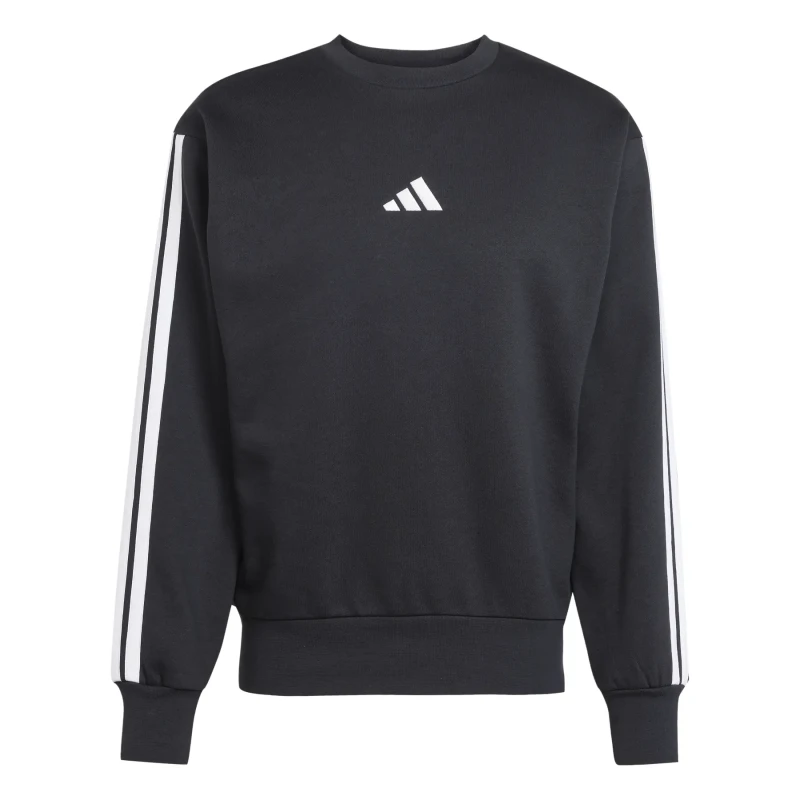 Image of adidas Mens Crew 3-Stripes Pullover Sweatshirt - Black XL