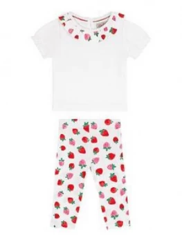 Image of Cath Kidston Baby Girls Sweet Strawberry Top And Legging Set - Ivory, Size 3-6 Months