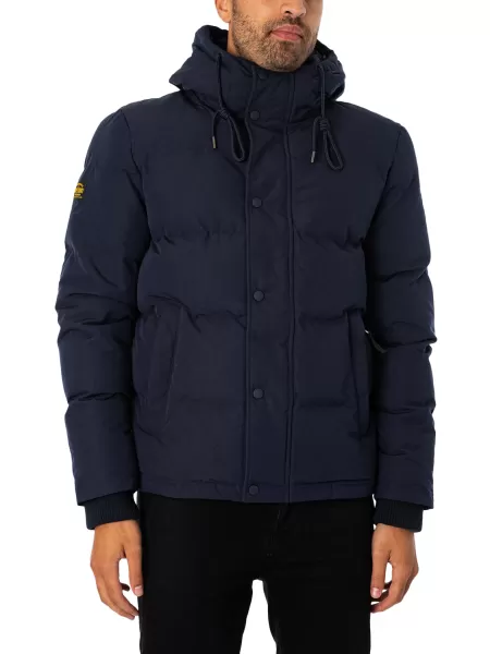 Image of Superdry Everest Short Hooded Padded Coat - Navy, Size 3XL, Men