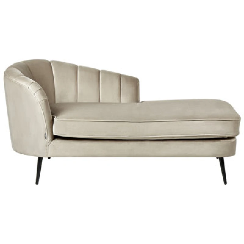 Image of Beliani Left-Hand Chaise Lounge Allier Velvet Beige