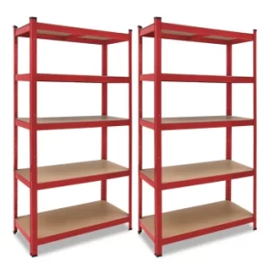 Image of Heavy Duty Shelving 2Pcs Set Red 180x90x40cm 875kg