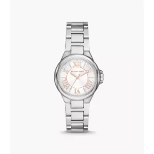 Image of Michael Kors Womens Camille Three-Hand Stainless Steel Watch - Silver