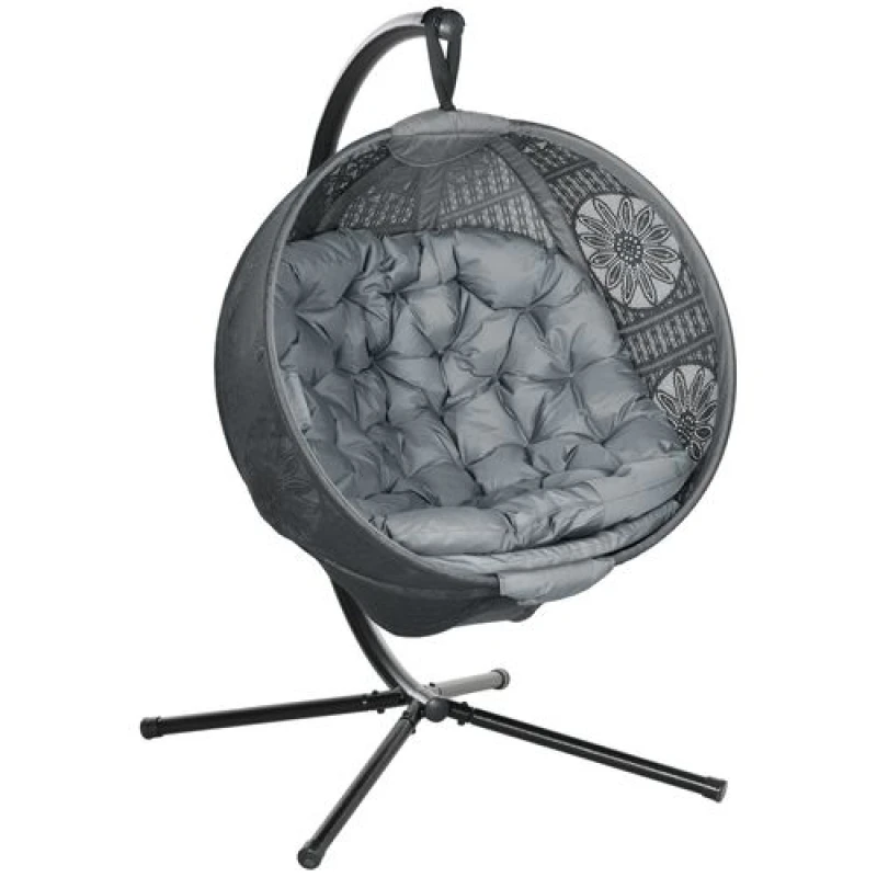Image of Outsunny Hanging Swing Chair w/ Metal Stand & Side Pocket - Charcoal Grey TJ Hughes 5063603020993