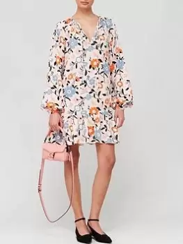 Image of Kate Spade New York Floral Garden Tie Neck Dress - Blush/Multi