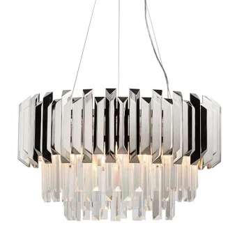 Image of Valetta Pendant Polished Stainless Steel & Crystal (K5) Glass 6 Light Dimmable IP20 - E14