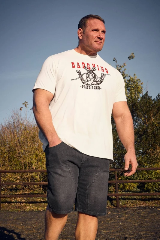 Image of BadRhino Mens Denim Carpenter Shorts in Black Size: 58R Black Male 58R