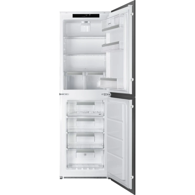 Image of Smeg UKC8174NE 177cm 50/50 Integrated Fridge Freezer with Sliding Door Hinge - White - E Rated