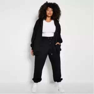 Image of I Saw It First Plus Size Oversized Zip Through Hoodie - Black