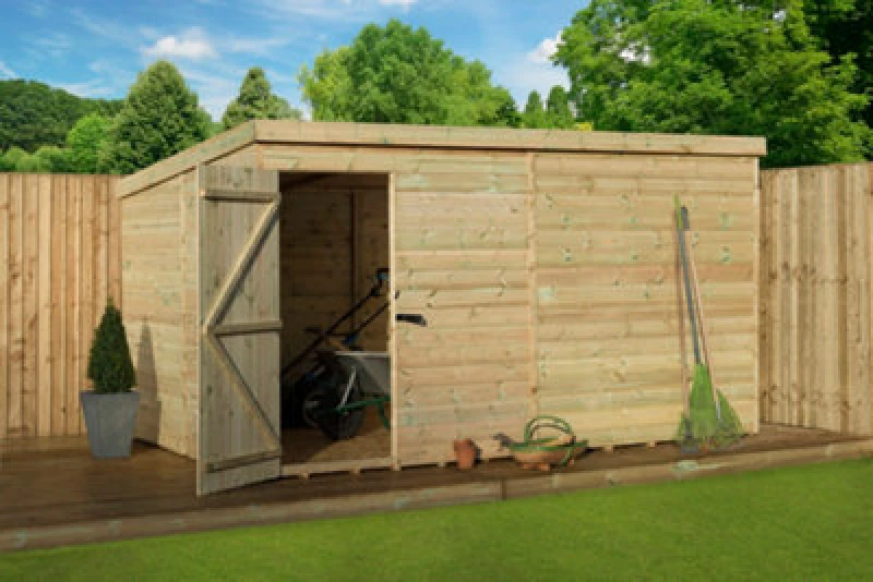 Image of Empire Sheds Empire 1000 Pent 10X7 Pressure Treated Tongue And Groove Wooden Garden Shed Door Left (10' X 7' / 10ft X 7ft) (10X7)