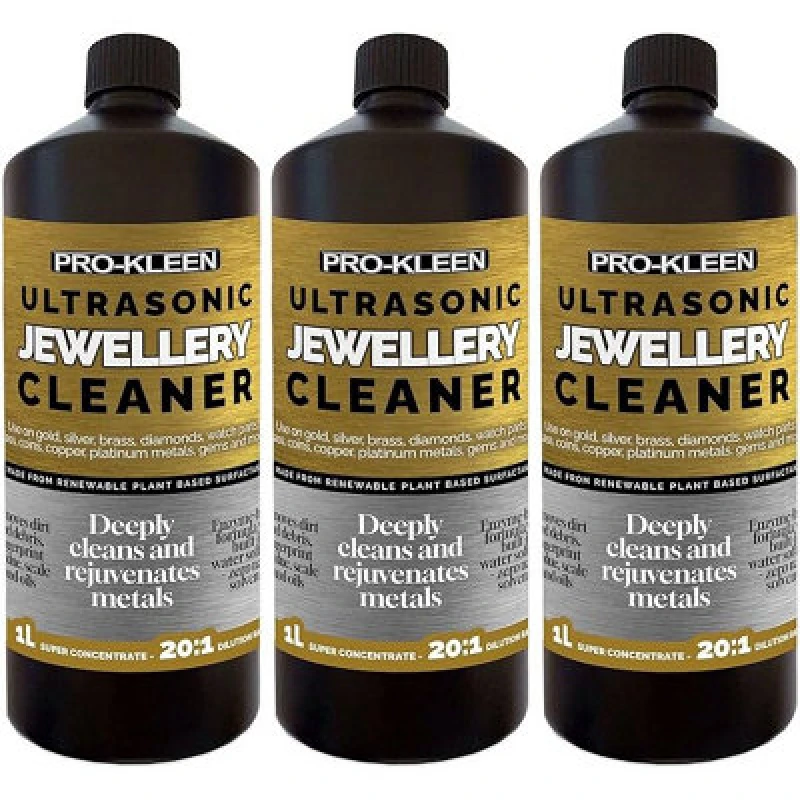 Image of ProKleen Ultrasonic Jewellery Cleaner Solution Concentrated Fluid 3 x 1L Clear unisex