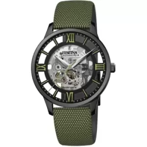 Image of Mens Festina Automatic Green Skeleton Face Watch