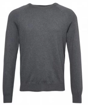 Image of Mens French Connection Stretch Cotton Crew Neck Jumper Charcoal