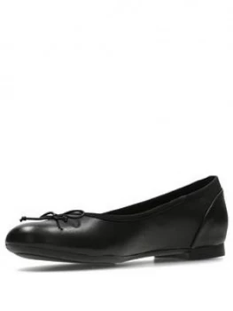 Image of Clarks Wide Fit Couture Bloom Ballerinas - Black Leather, Size 6, Women