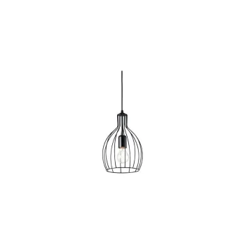 Image of Ideal Lux Lighting - Ideal Lux Ampolla - 1 Light Ceiling Pendant Matt Black Cage Style, E27