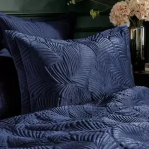 Image of Paoletti Palmeria Oxford Pillowcase Polyester Cotton Navy
