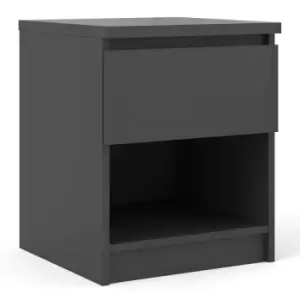 Image of Naia Bedside Table 1 Drawer 1 Shelf, Black Matt
