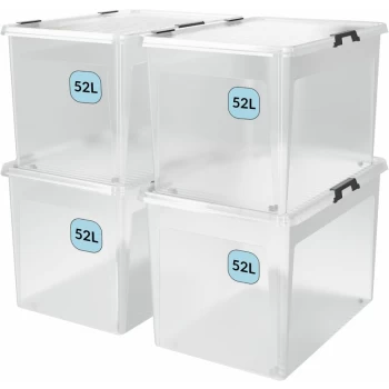 Image of Markenartikel - Storage Box with Lids Stackable Clear Plastic BPS Free Bedroom Living Room Childrens Room Transparent Multipurpose 52L 24L 4x52L (de)