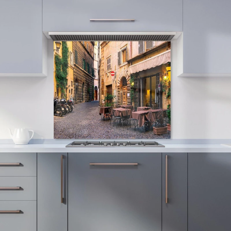 Image of Warren Reed - Designer Cozy Rome Street Kitchen Splashback Size: 600mm x 750mm Multicolor Unisex 600mm x 750mm