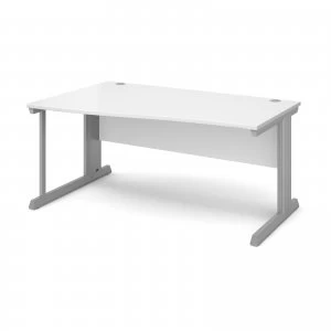 Image of Vivo Left Hand Wave Desk 1600mm - Silver Frame White Top