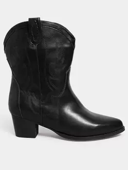 Image of Yours Yours Extra Wide Fit Cowboy Ankle Boot Black, Size 4, Women
