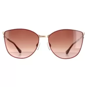 Image of Cat Eye Matte Gold Burgundy Red TB1526 Hope Sunglasses