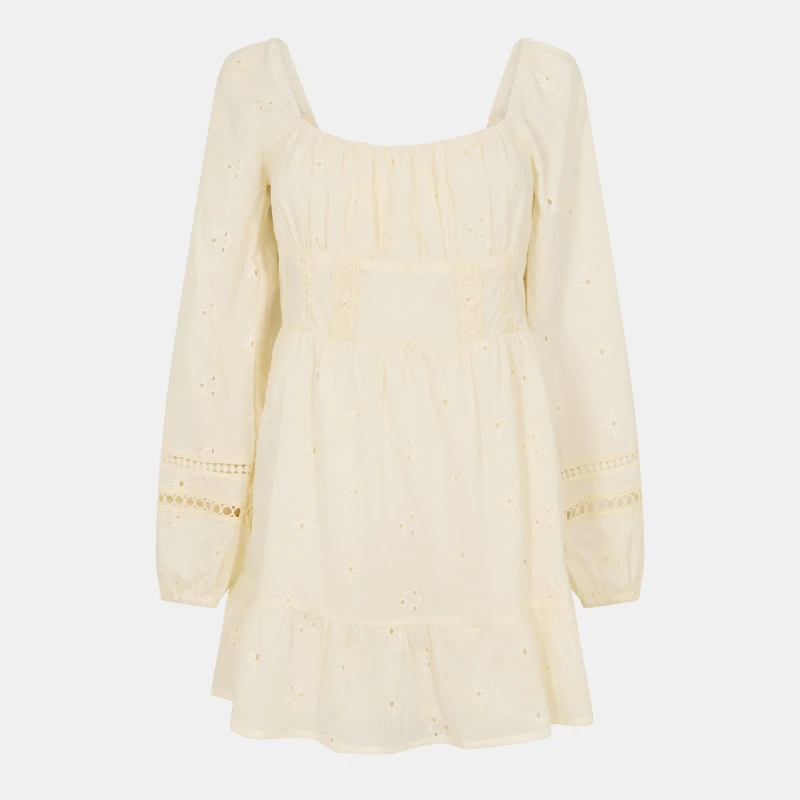 Image of Jack Wills Long Sleeve Boho Dress Womens - White White 8