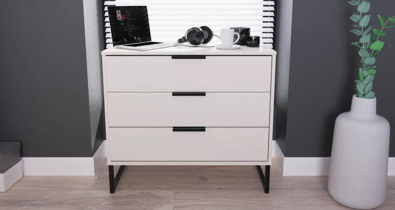 Image of Beijing 3 Drawer Chest Of Drawers In Kashmir Ash (Ready Assembled)
