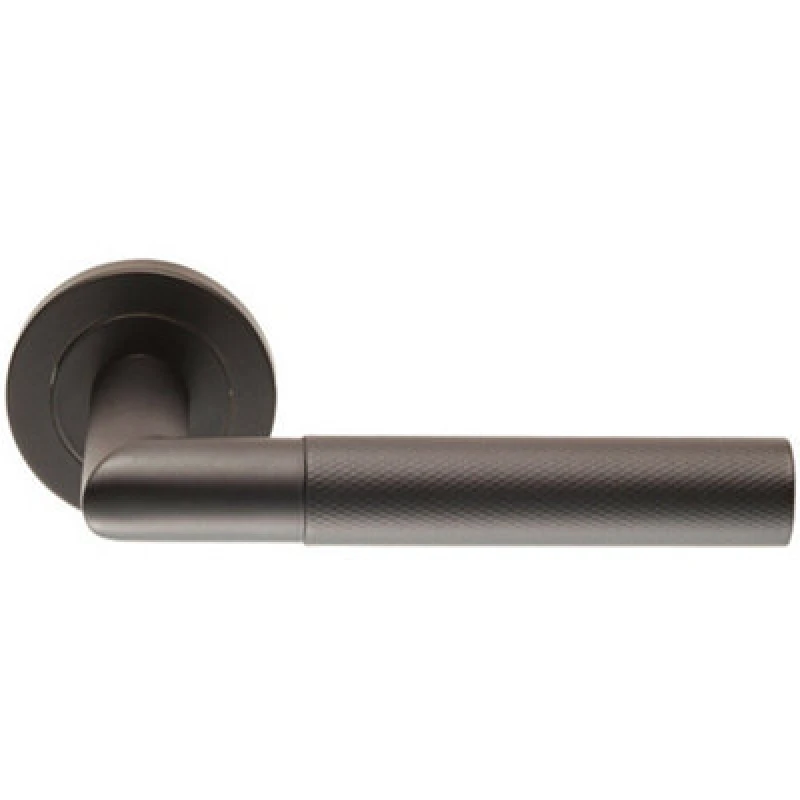 Image of Loops PAIR Knurled Round Bar Handle on Round Rose Concealed Fix Matt Black Black