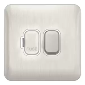 Image of Schneider Electric Lisse Screwless Deco - Switched Single Fused Connection Unit, 13A, GGBL5010WSS, Stainless Steel with White Insert