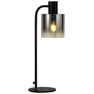 Image of Luminosa Ghent Large Table Lamp, E27, Black, Smoke Fade Glass