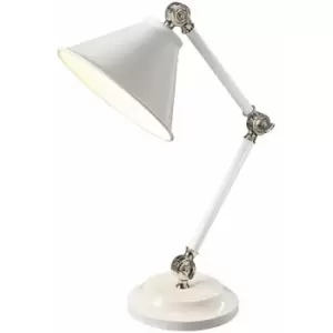 Image of Table Lamp White Highly Polished Nickel Finish LED E27 60W Bulb