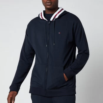 Image of Tommy Hilfiger Mens Contrast Hood Zip Through Hoodie - Desert Sky - S
