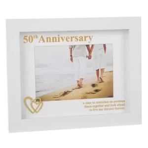 Image of Modern White 6x4 Anniversary Frame 50th