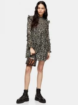Image of Topshop Topshop Lurex Pintuck Mini Dress - Monochrome