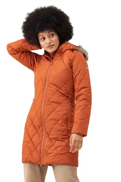 Image of Regatta 'Fritha II' Thermoguard Water-Repellent Longline Jacket Burnt Orange