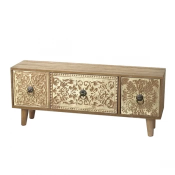 Image of Gold And Wooden Drawers Chest By Heaven Sends