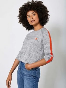 Image of Mint Velvet Stripe Sleeve Happy Jumper - Granite