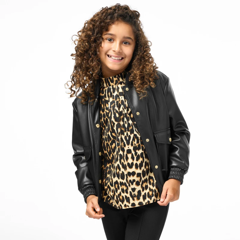 Image of Biba Junior Girls Biba PU Bomber Jacket - Black S
