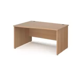 Image of Office Desk Left Hand Wave Desk 1400mm Beech Top And Panel End Leg Maestro 25