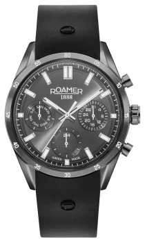 Image of Roamer 508982 45 55 05 Mens Superior Day Date Rubber Strap Wrist Colour - Black