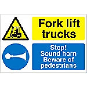 Image of Mandatory Sign Fork Lift Plastic 40 x 60 cm