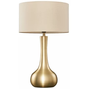 Image of Laurin Table Lamp in Satin Gold with Reni Shade - Beige - No Bulb