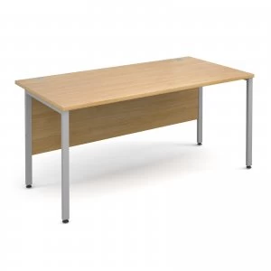 Image of Maestro 25 SL Straight Desk 1600mm x 800mm - Silver H Frame OAK top