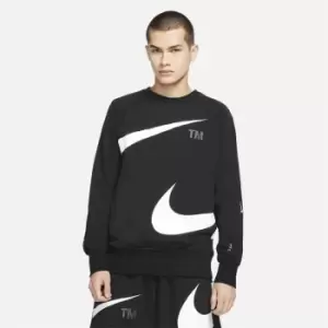 Image of Nike Sportswear Swoosh Mens Semi-Brushed Back Fleece Sweater - Black