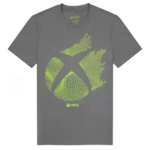 Image of Xbox Mens Gaming Logo T-Shirt (S) (Charcoal/Green Print)