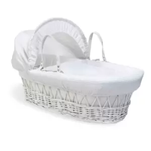 Image of Clair de Lune Waffle White Wicker Moses Basket - White