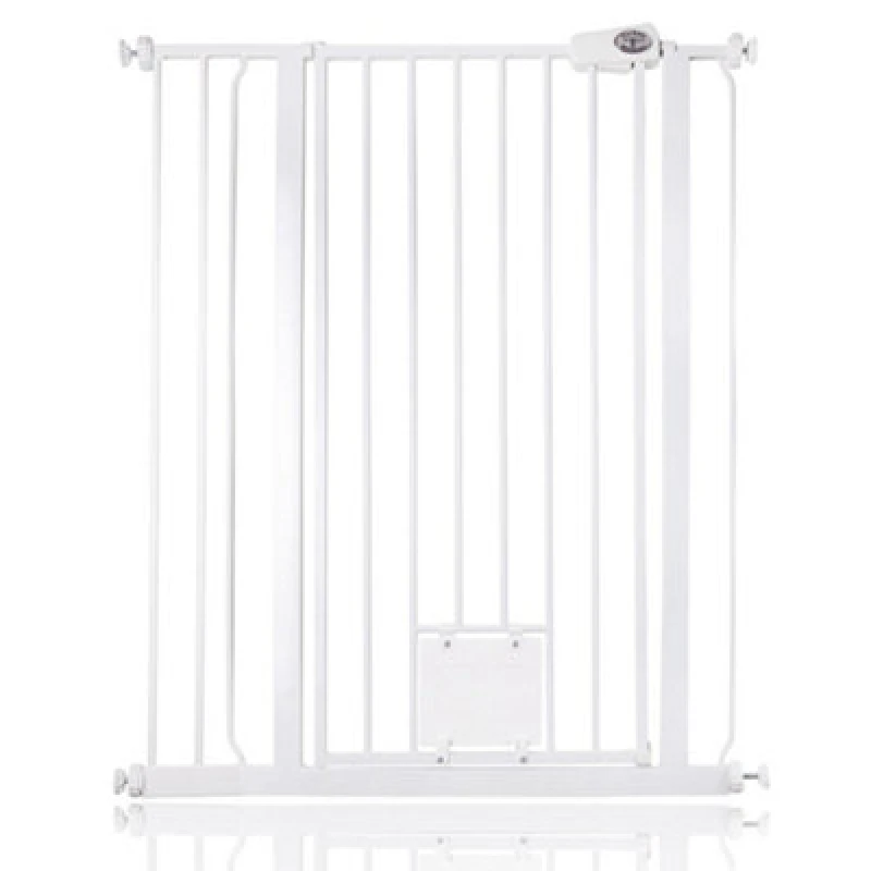 Image of Bettacare Pet Gate With Lockable Cat Flap, 87.9Cm - 95.5Cm, White, 104Cm In Height