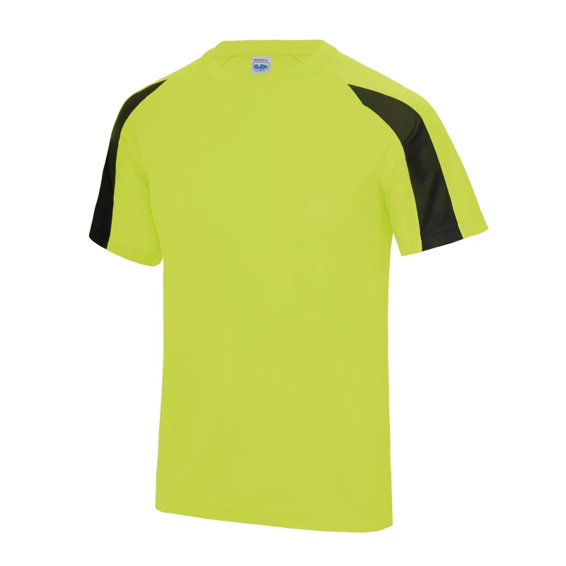 Image of Just Cool Just Cool Men Contrast Cool Sports Plain T-Shirt in Bright Yellow Size: Small Bright Yellow S Male 5055747891478
