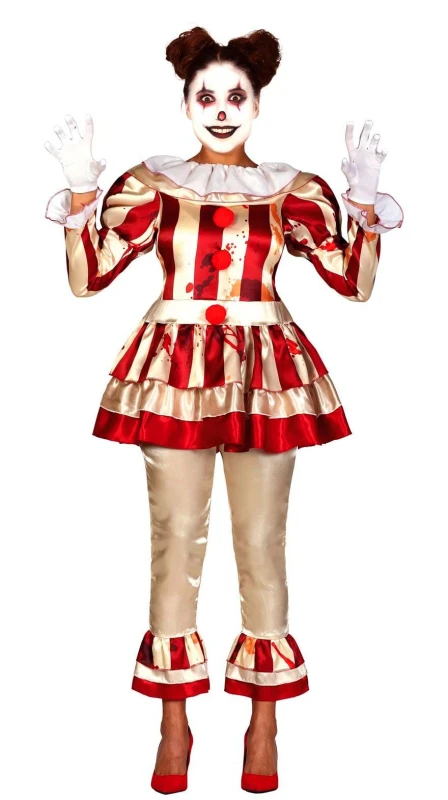 Image of Fiestas Guirca Fancy Dress Scary Clown Costume in Beige Size: Medium Beige Unisex M